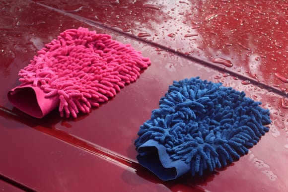 My Car Wash Mitts from a Pound Shop only £1 each. The Quality is Incredible!
The Red One (I mean the 'Cherry one') is for the Bodywork and the Blue one, for below the Water Line.