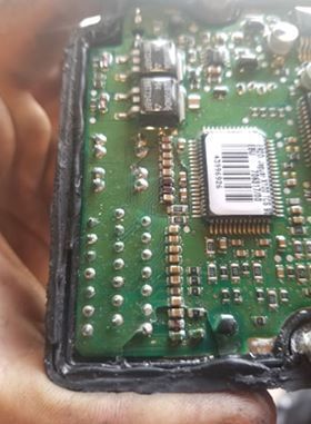 ABS Module JLM20556 - Unedited. This picture showcases the bottom two capacitors that were swapped with the brown ones in the upper row. I believe this repair has created an unclear-able c1175 code for me because the ABS module can't read AC voltage incoming through the drivers rear wheel speed sensor.