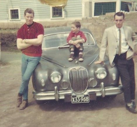 50 yrs ago my first Jag 1958 Mark II 3.4. I'm the cool dude on the left.