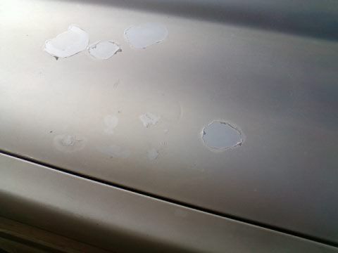 previous owner did a poor job with clear coat.  Spray on clear coat much? lol