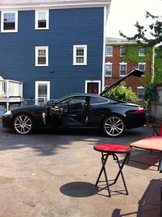 Getting ready to Give her a shower..    the car.