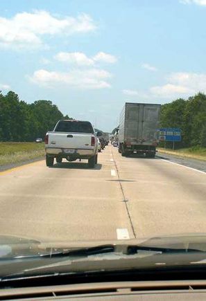 Traffic as far as the eye can see on I-40.