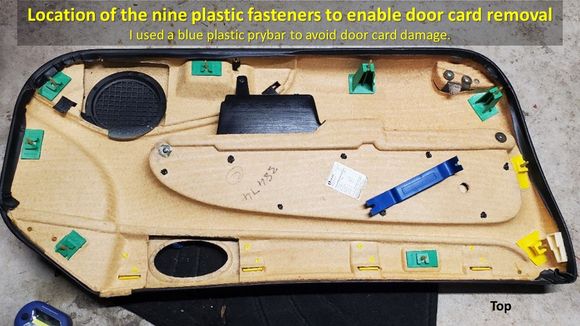 Pry the nine plastic fasteners while leaving all weatherstrips in place.