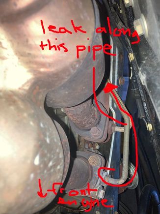 the green fluid you see in my first post, is on this pipe the connects into the exhaust