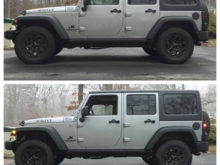Top picture stock hight. 
Bottom picture 2&quot; AEV spacer lift added.