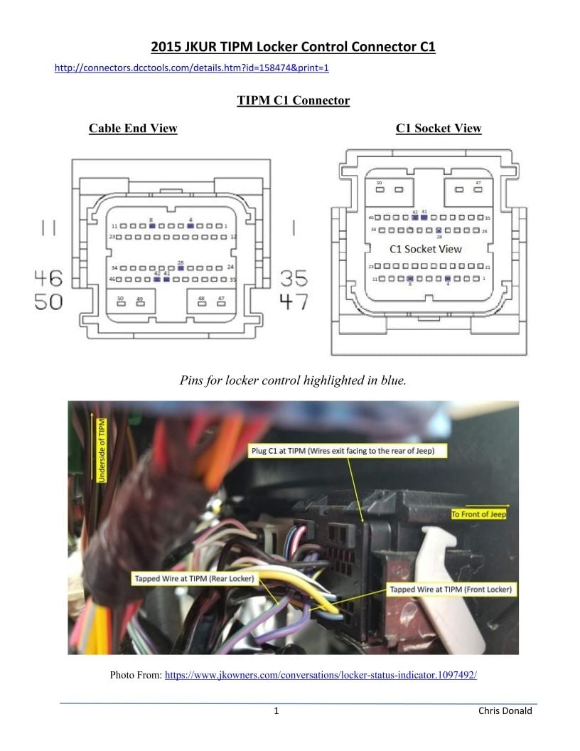 TIPM Locker Schematic & Connector C1 Pin Assignment  - The  top destination for Jeep JK and JL Wrangler news, rumors, and discussion