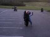 no handers!! sayin "hi"