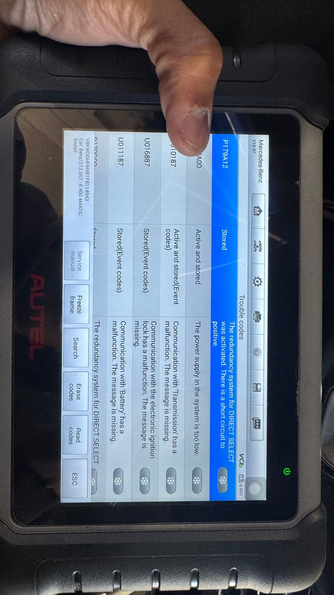 Battery Voltage displayed on top right corner 