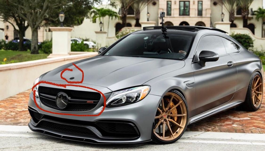 Exterior Body Parts - OEM Factory Mercedes AMG C63 front star, Hood and grille badges blacked out - Used - 2015 to 2020 Mercedes-Benz C63 AMG S - Miami, FL 33185, United States