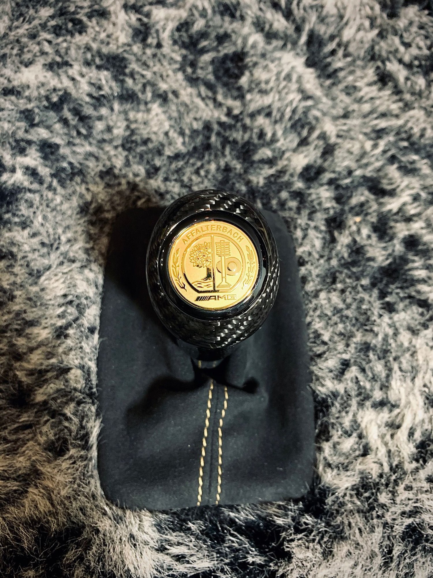 Interior/Upholstery - FS: CF gear shifter with GOLD AMG crest, gold stitching & deep black alcantara - New - All Years Mercedes-Benz C63 AMG - All Years Mercedes-Benz E63 AMG - All Years Mercedes-Benz CLS55 AMG - Kolobrzeg, Poland