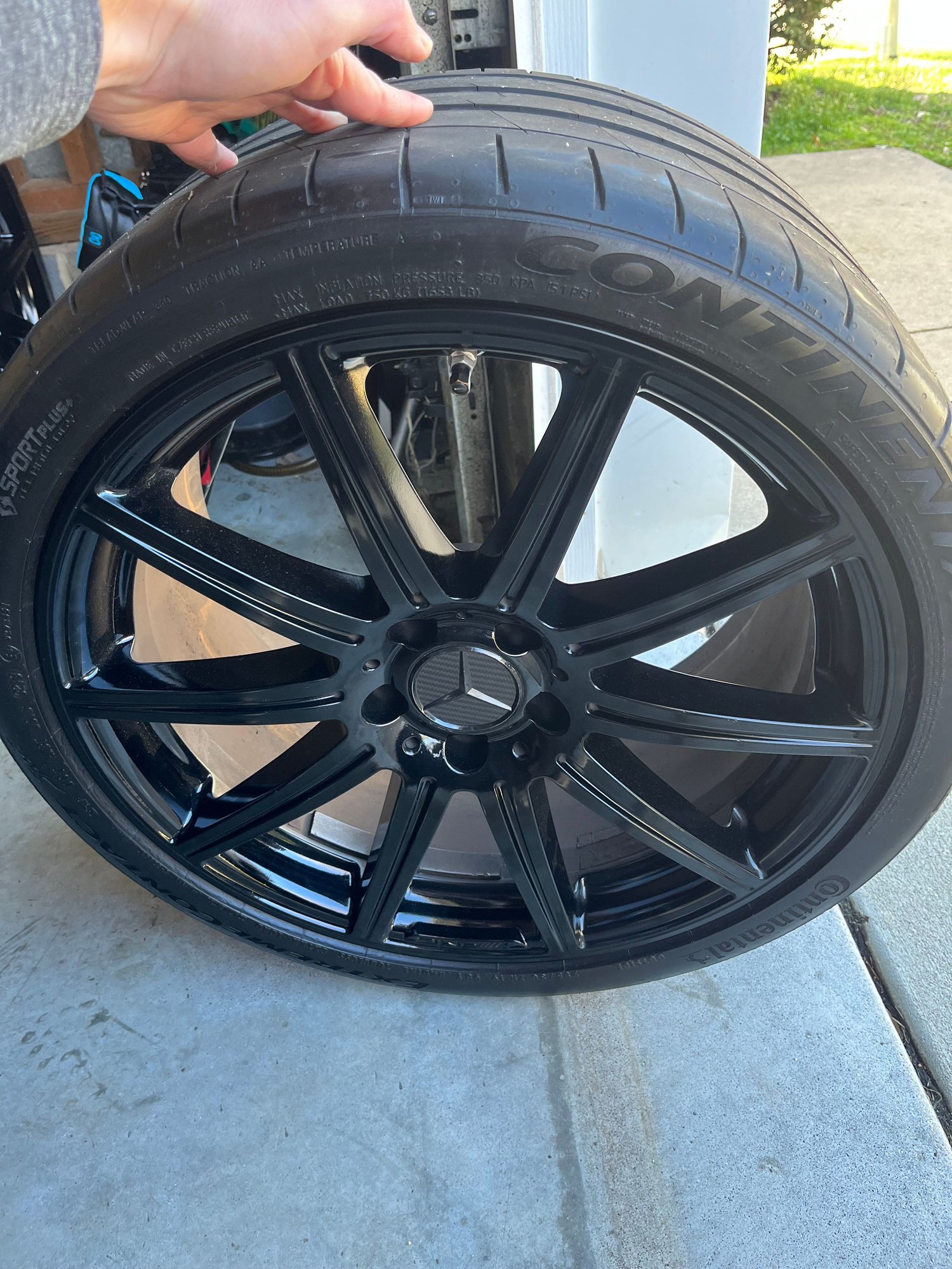Wheels and Tires/Axles - 14 e63s oem wheels powder coated black with contact extreme sport plus tires - Used - 2012 to 2016 Mercedes-Benz E63 AMG - Raleigh, NC 27614, United States