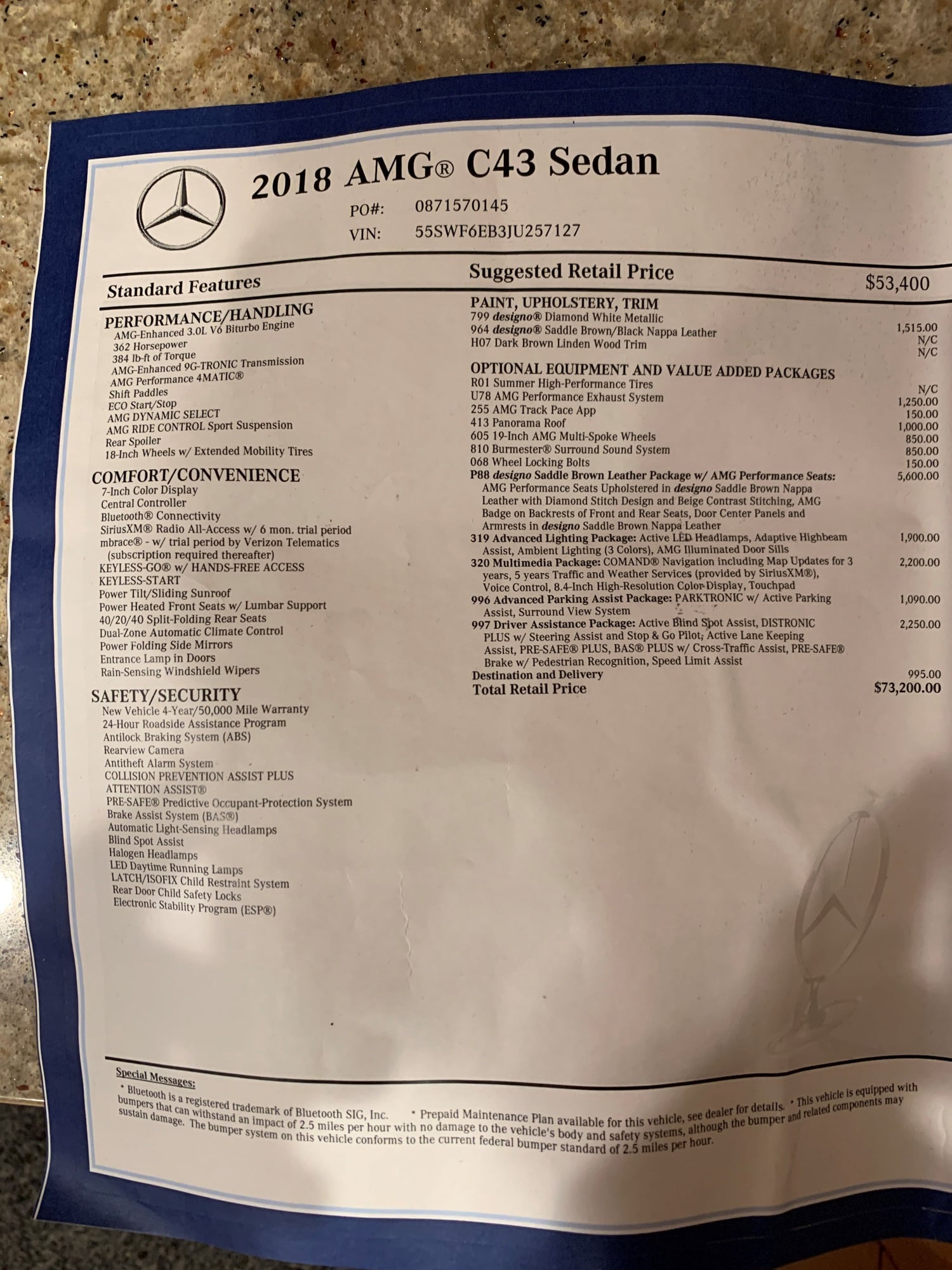 2018 Mercedes-Benz C43 AMG - 2018 C43 AMG Sedan - Used - VIN 55SWF6EB3JU257127 - 13,500 Miles - 6 cyl - AWD - Sedan - Other - Alameda, CA 94502, United States