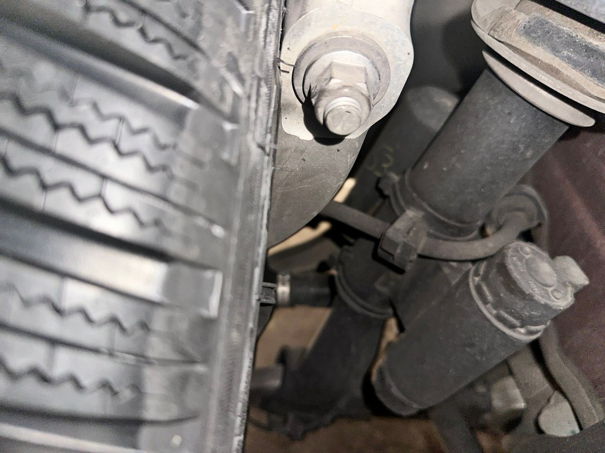 How the new tyre is rubbing. 