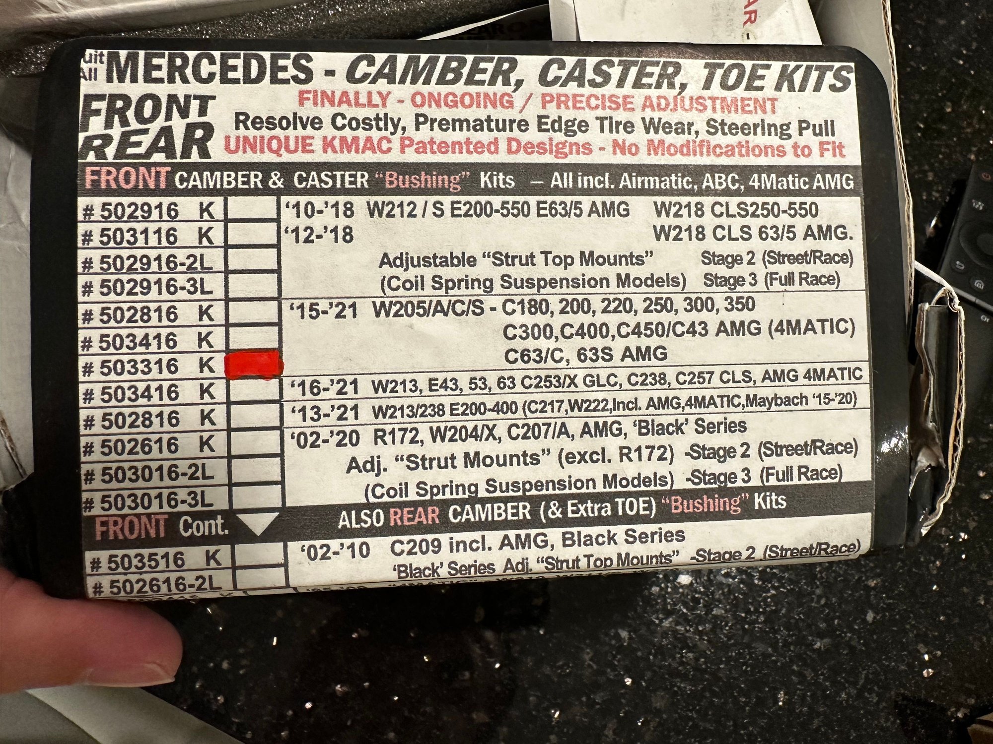 Steering/Suspension - Kmac Caster & Camber Bushings - New - 2015 to 2021 Mercedes-Benz All Models - Dallas, TX 75088, United States