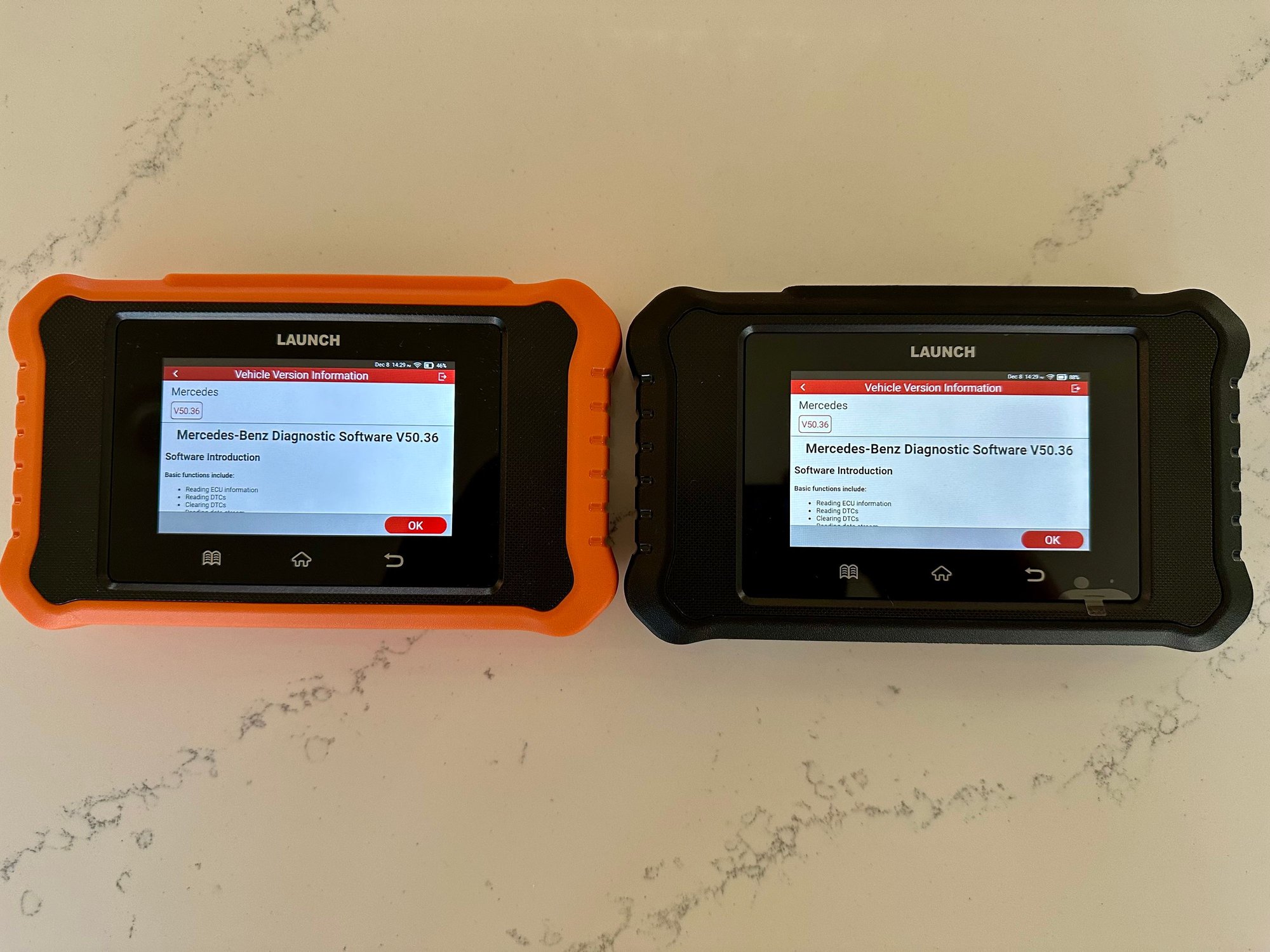 Both running the same version of Mercedes software