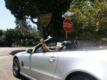 My now-95-year-old grandmother "stealing" my car during her solo visit to LA in 2012.