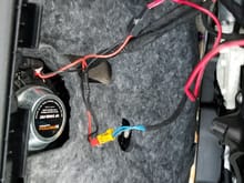 Speaker and tweeter wiring to harness blue wire/yellow connector was original plug to speaker. Red wire goes to Match crossover and tweeter.