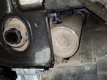 Lower rubber mount and tab for A/C to radiator