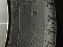 Label on the sidewall of Pirelli Scorpion Verde RUN FLAT tire, P235/55-R19 mounted on a 2017 GLC 300 4MATIC (Canadian market.)
