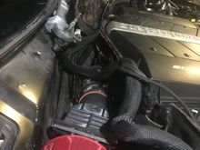 “Water resistant” sock over the fresh air feed. With the Oem Maf housing and sensor before the throttle body, I can meter ALL air entering the engine, not just the turbo charge air 