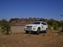 The GL with the famous Solomons Wall behind. Central Tuli Botswana