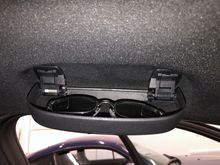 Sunglass holder installed, open