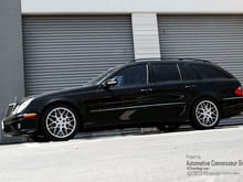 automotive connoisseur group HRE wheels R40 mercedes e63 w211 wagon black brushed face gunmetal windows