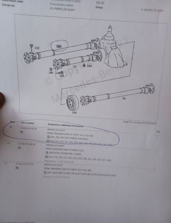 W460 driveshaft specs 