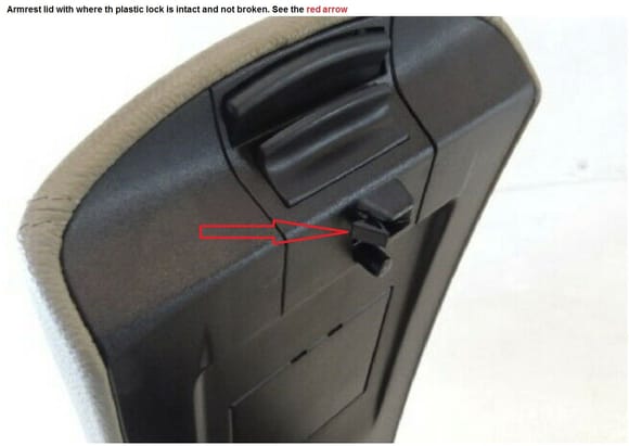 Armrest lid with intact plastic lock