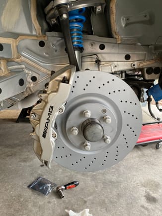 Suspension and brakes bolted together. 
