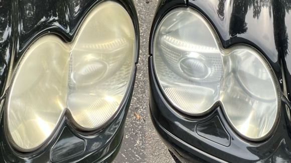 2023- Front lights needed de-hazing.  Wolfgang Lens Cleaner and Lens Glaze with a Porter Cable 7424 XP orbital buffer to remove headlight haze.