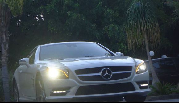 Pulling out of the recording studio gate in my 2014 SL550