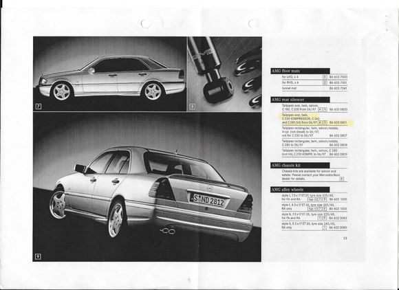 Page 4 of 4 of the AMG options catalogue for the W202 series