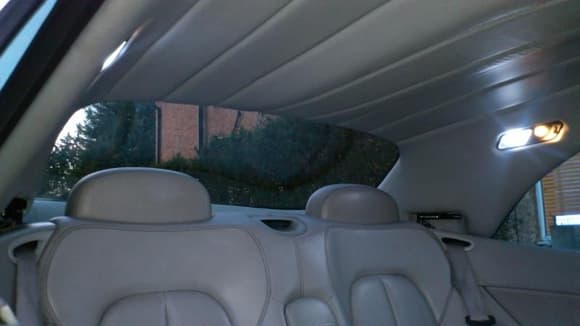 Custom leather lined hard top with LED lighting. Front to back view.