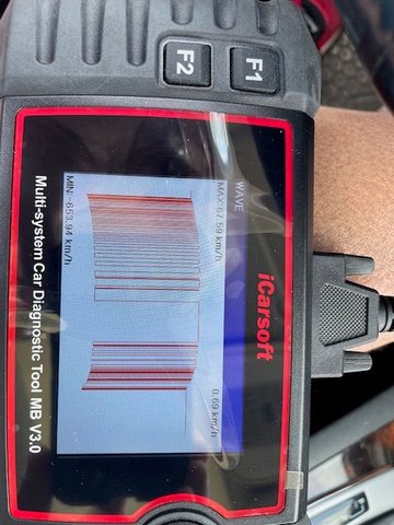 after driving, pause in square wave is due to stop light. (front left)