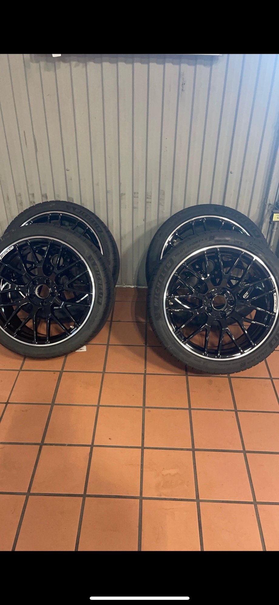 Wheels and Tires/Axles - OEM C63S Black Cross-Spoked forged wheels w/ Michelin PS4+ tires - Used - 2015 to 2021 Mercedes-Benz C63 AMG S - Westwood, MA 02090, United States