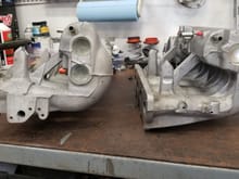 Backsides of the JDM NB6 (left) and the USDM NA6 (right) intake manifolds. Interesting that the runners on the NB6 IM is more squared off than the smoother wider radius of the NA6 IM's runners.