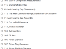 I worked my way from the top towards the bottom. At least this way you can just punch in a PDF page #. Still need to decide on measuring the bore. I plan to check everything after that as I'm re-using the pistons.