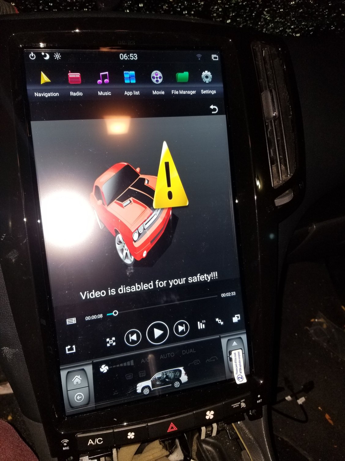 Tesla overlay menu switch