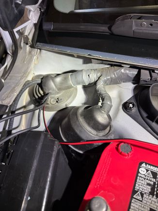 Punctured a hole on the grommet on the passenger side to route the sensor harnesses inside the cabin. Hated doing this, but it’s the best option. Sealed with clear silicon.
