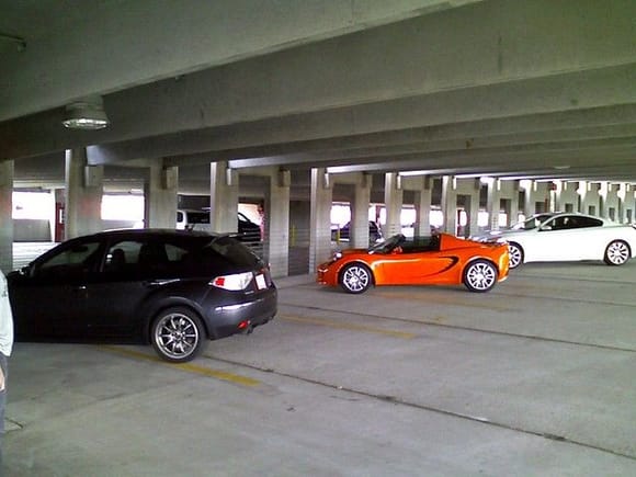 At the work parking deck with my friends cars.