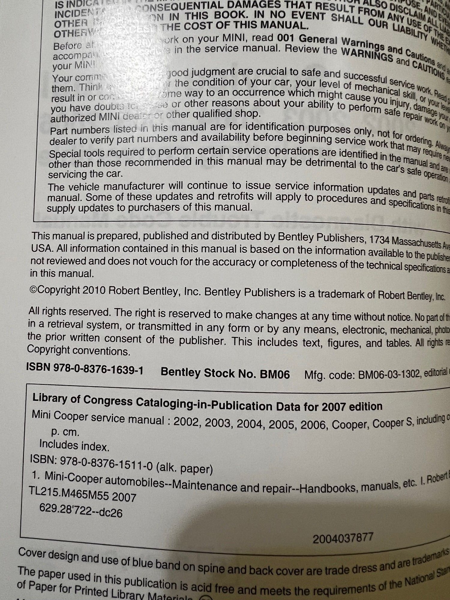 Miscellaneous - Bentley Manual for Gen 1 - R50, R52, R53 2002-2006 - Used - 2002 to 2006 Mini R53: "Mk I" Mini Cooper S - Lynchburg, VA 24503, United States