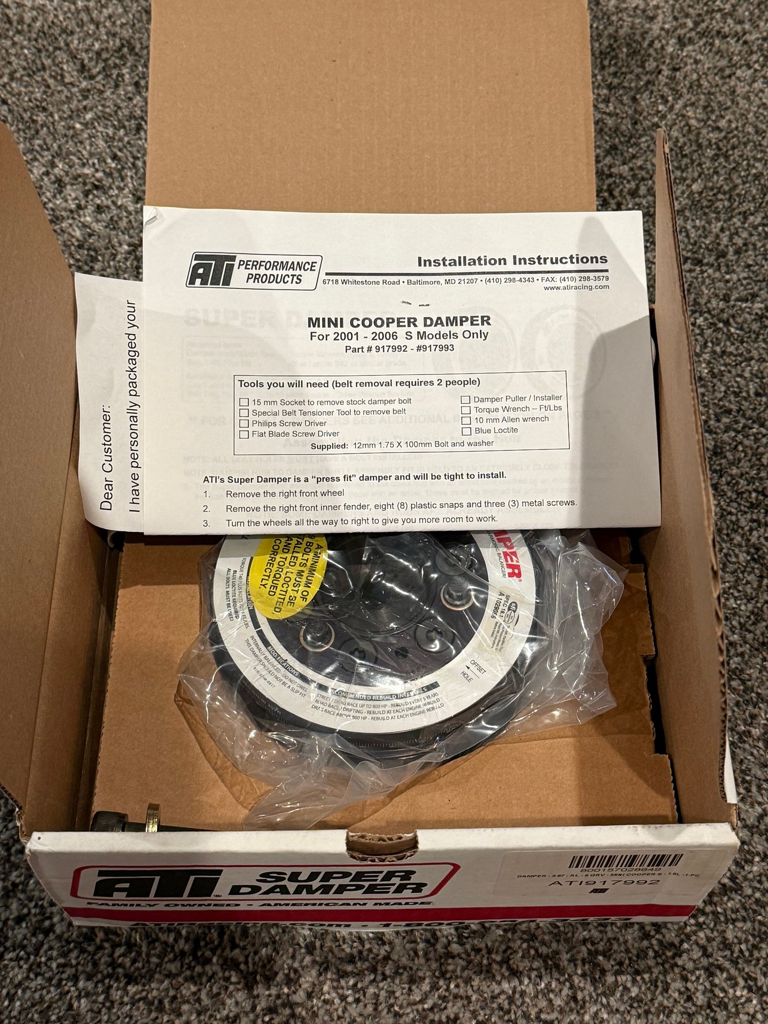 Engine - Power Adders - ATI Damper Stock Size NIB R52/R53 - New - -1 to 2027  All Models - -1 to 2027  All Models - Idaho Falls, ID 83402, United States