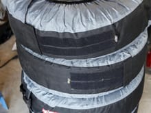 Stored winters in plastic bags, then wrapped in tire bags.