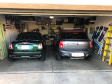 Got my garage organized so we both fit now.