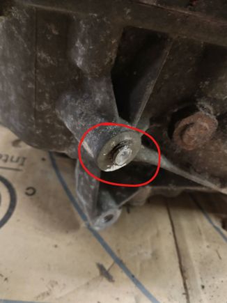 Seized motor mount bolt that broke when try to remove. Has been soaked in Kroil, so you might be able to removed now. 