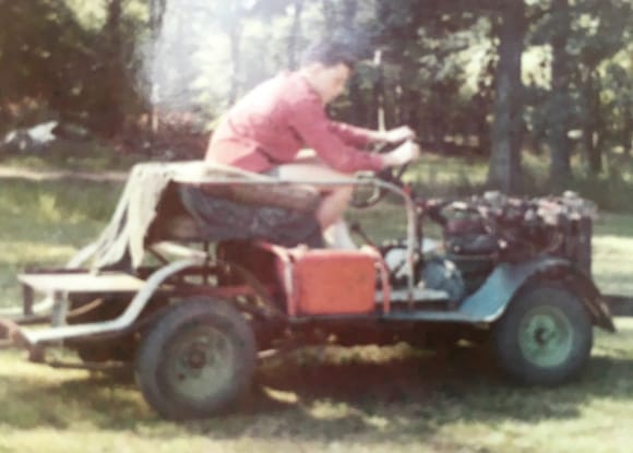 Built from a Crosley in 1959. My first car!
Ya have to love the wheel barrow rims and tires! I am 11 in this pic and grew a lot in 2 years!
