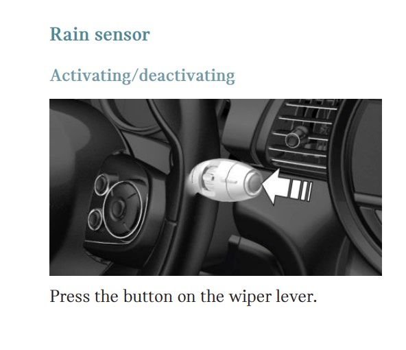 F55/F56 2019 Hardtop Disabling Rain Sensing Wipers North American