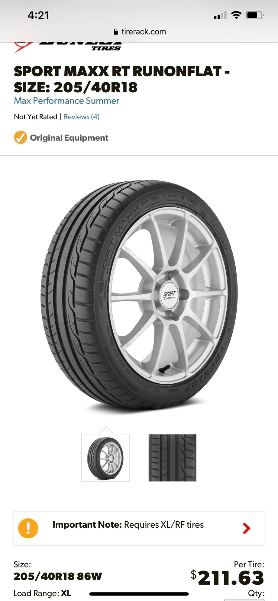 Wheels and Tires/Axles - 205/40/18 Dunlop Sportmaxx - New - All Years Any Make All Models - Camarillo, CA 93010, United States