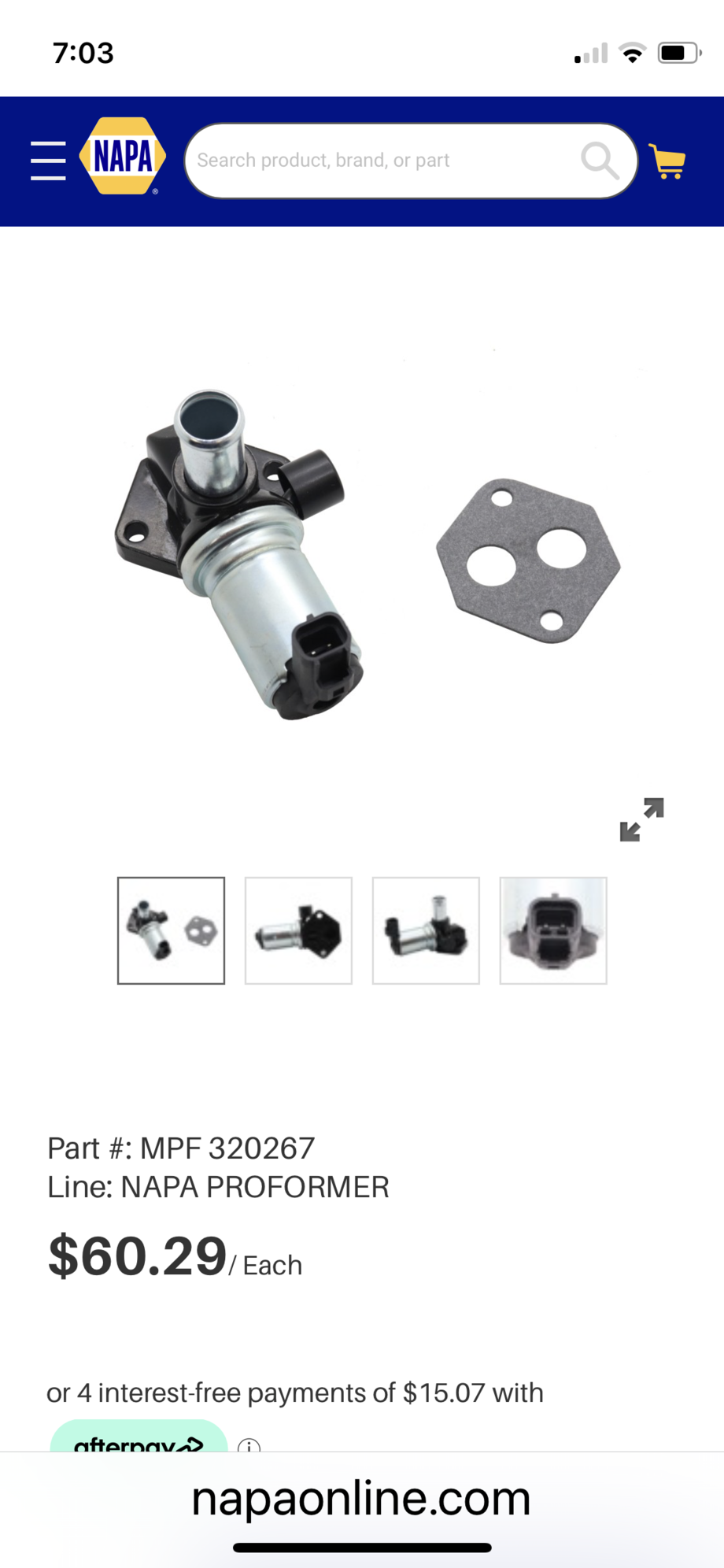 Mercury 525efi IAC valve NAPA cross reference?